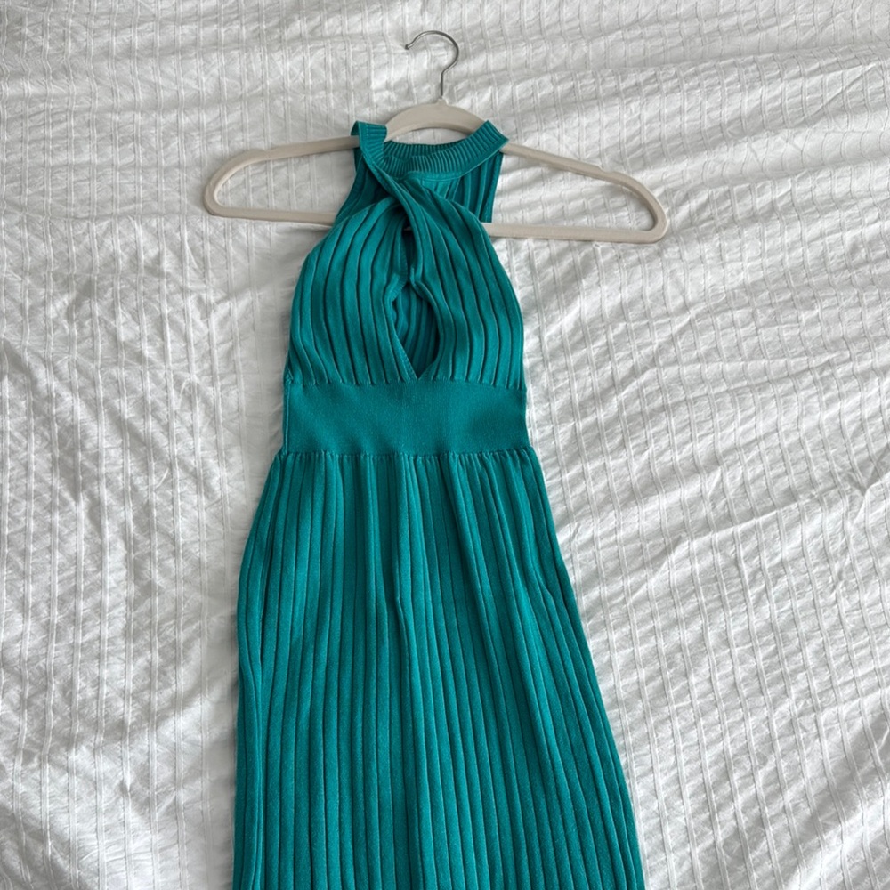 Elegant Teal Halter Dress
